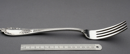 Russian / Polish Silver Serving Fork - Warsaw, Wladyslaw Hempel
